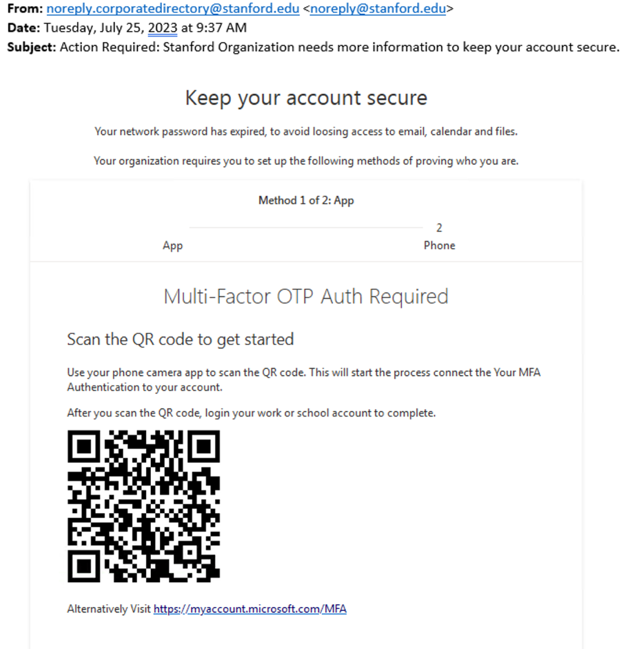 Action Required Stanford Organization Needs More Information To Keep Your Account Secure University IT