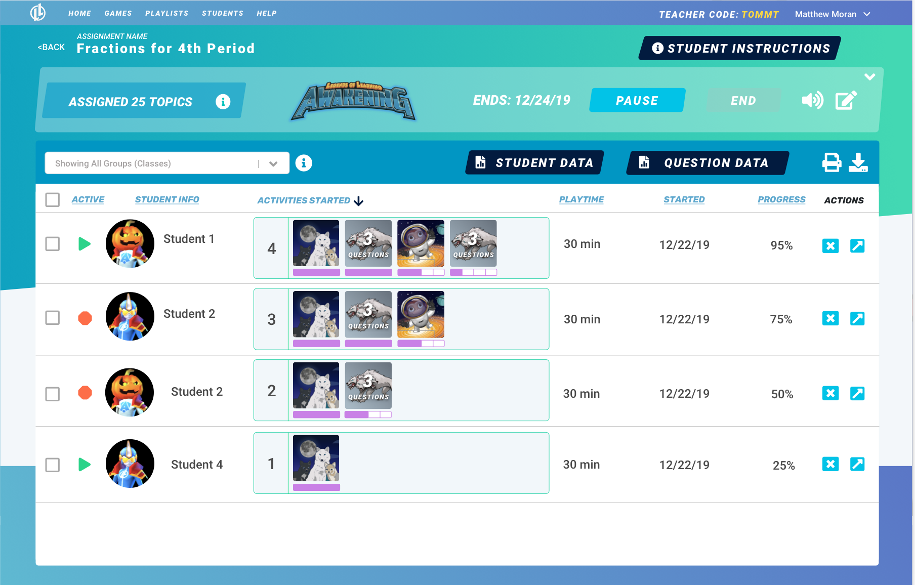 legends of learning student login
