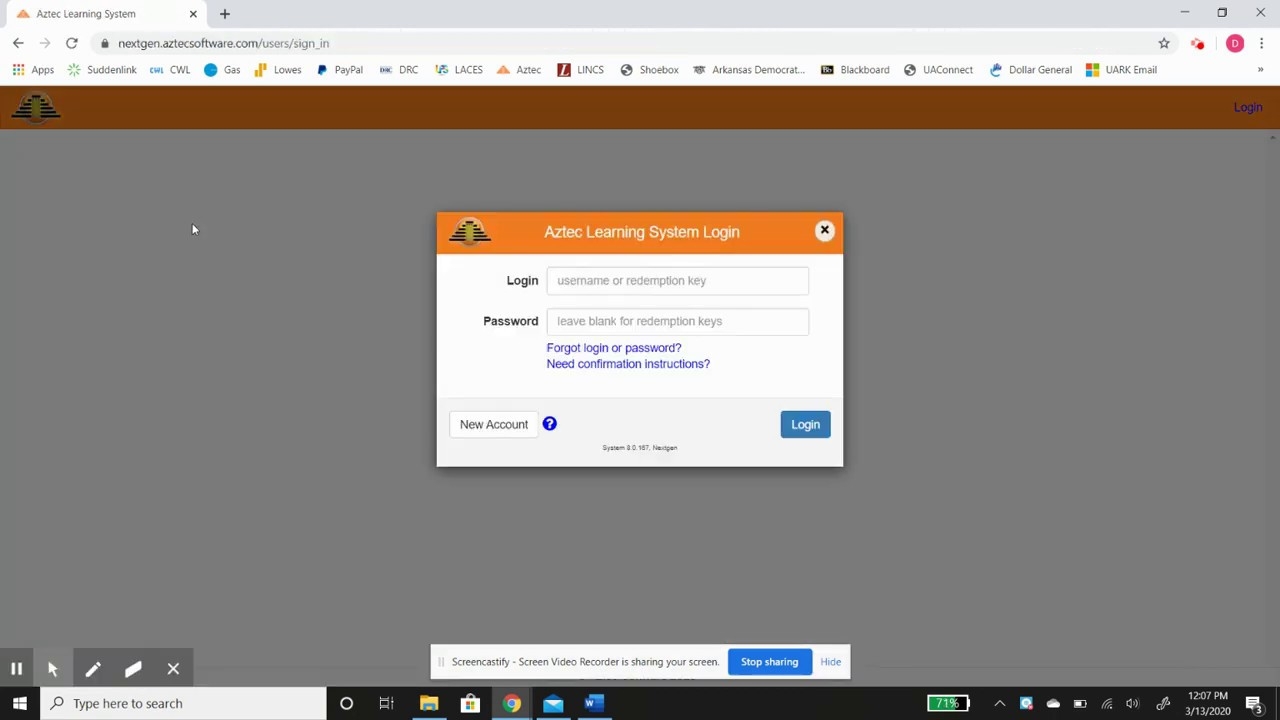 aztec login for students