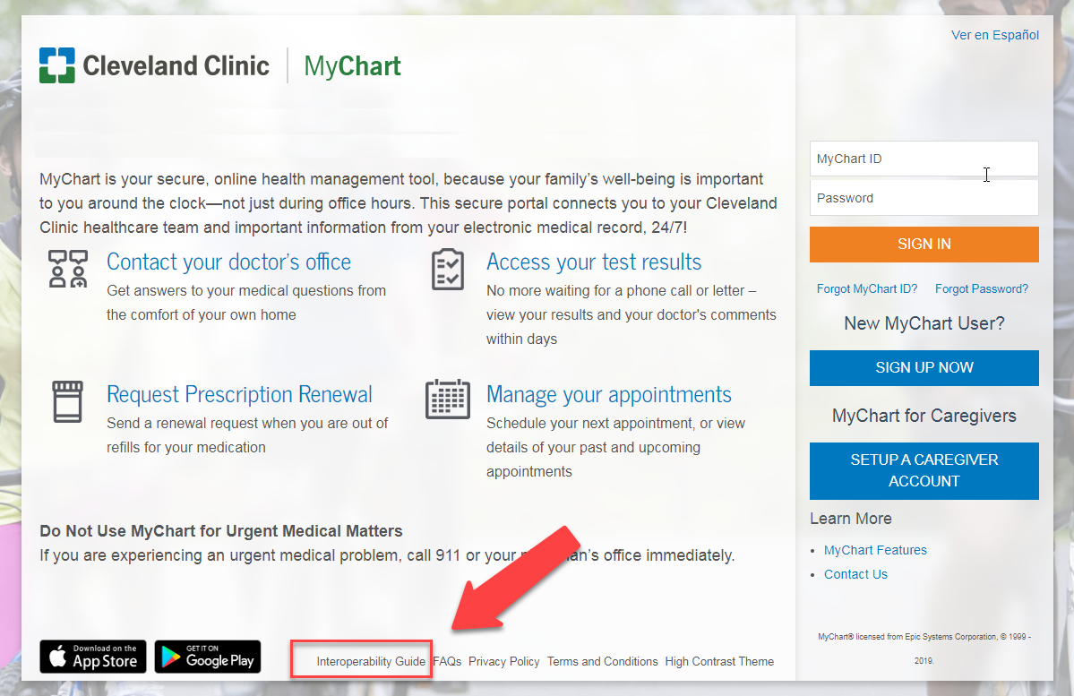 Cleveland Clinic MyChart Patient Authentication