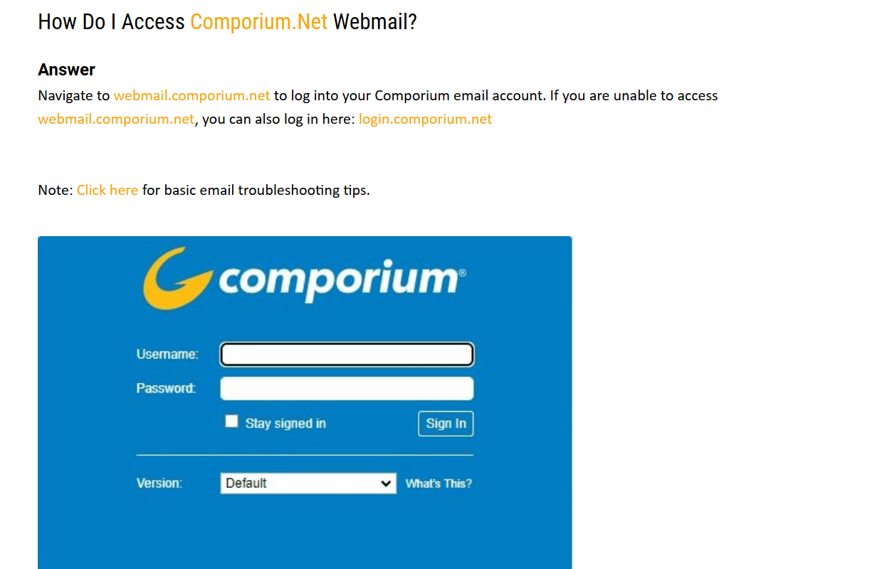 Comporium Webmail Login App Settings Zimbra Guide Firstread co uk