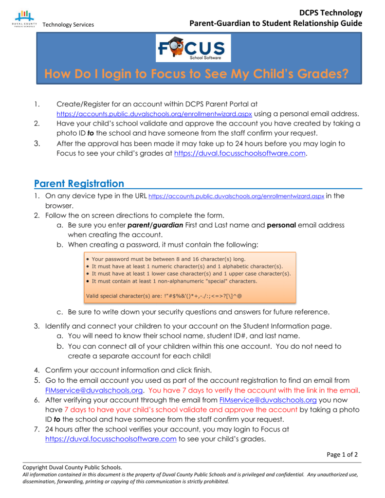 DCPS Focus Parent Portal Guide Accessing Student Grades