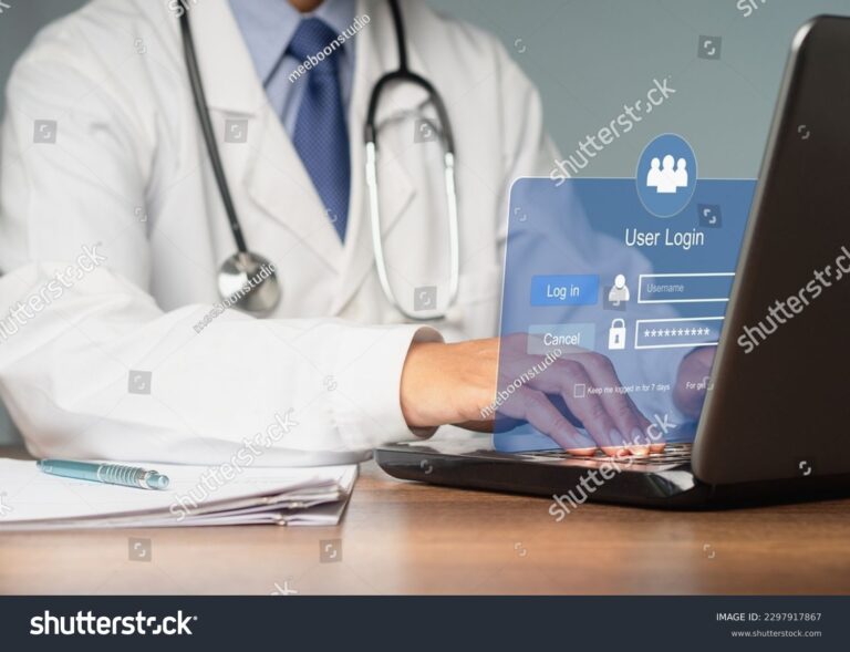 Doctor White Coat Logs Into System Stock Photo 2297917867 Shutterstock