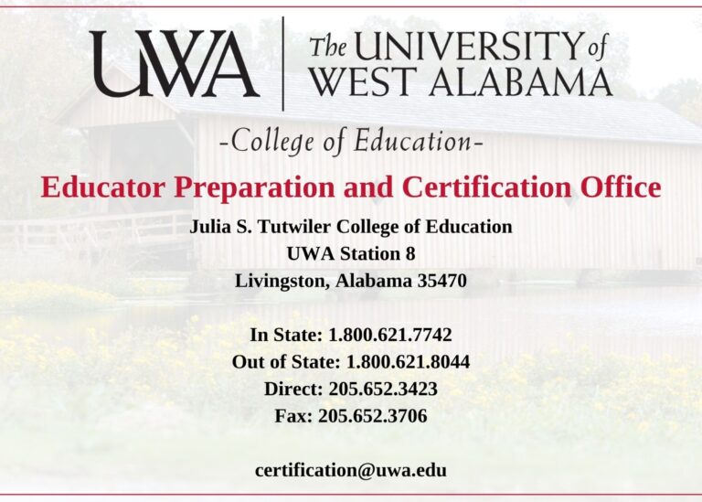 Educator Preparation And Certification Office University Of West Alabama