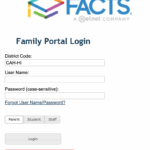 FACTS Family Portal Login Screen Christian Academy