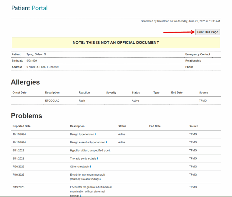 Generating Medical Records Through Patient Portal Tidewater Physicians Multispecialty Group