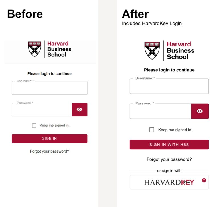 HBS Login With HarvardKey Information Technology