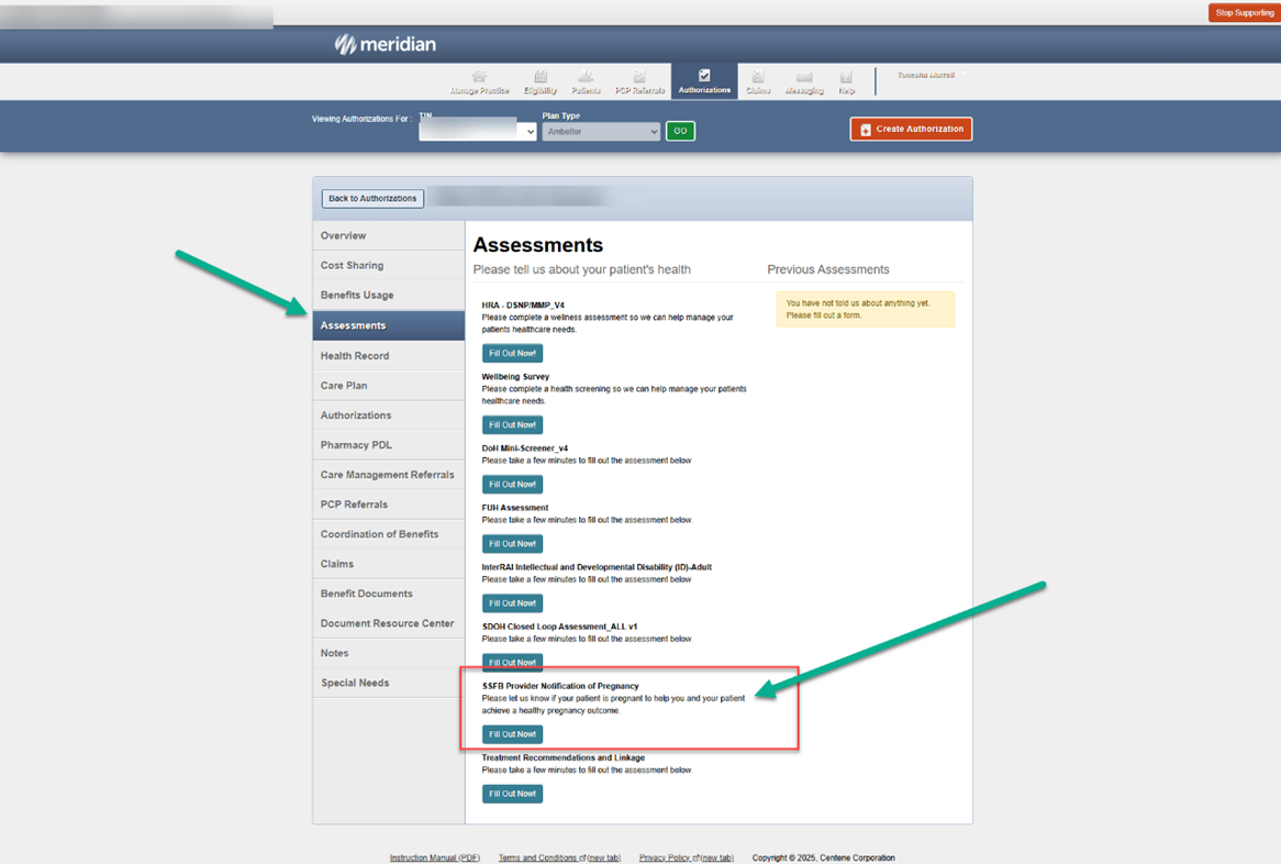 meridian provider login