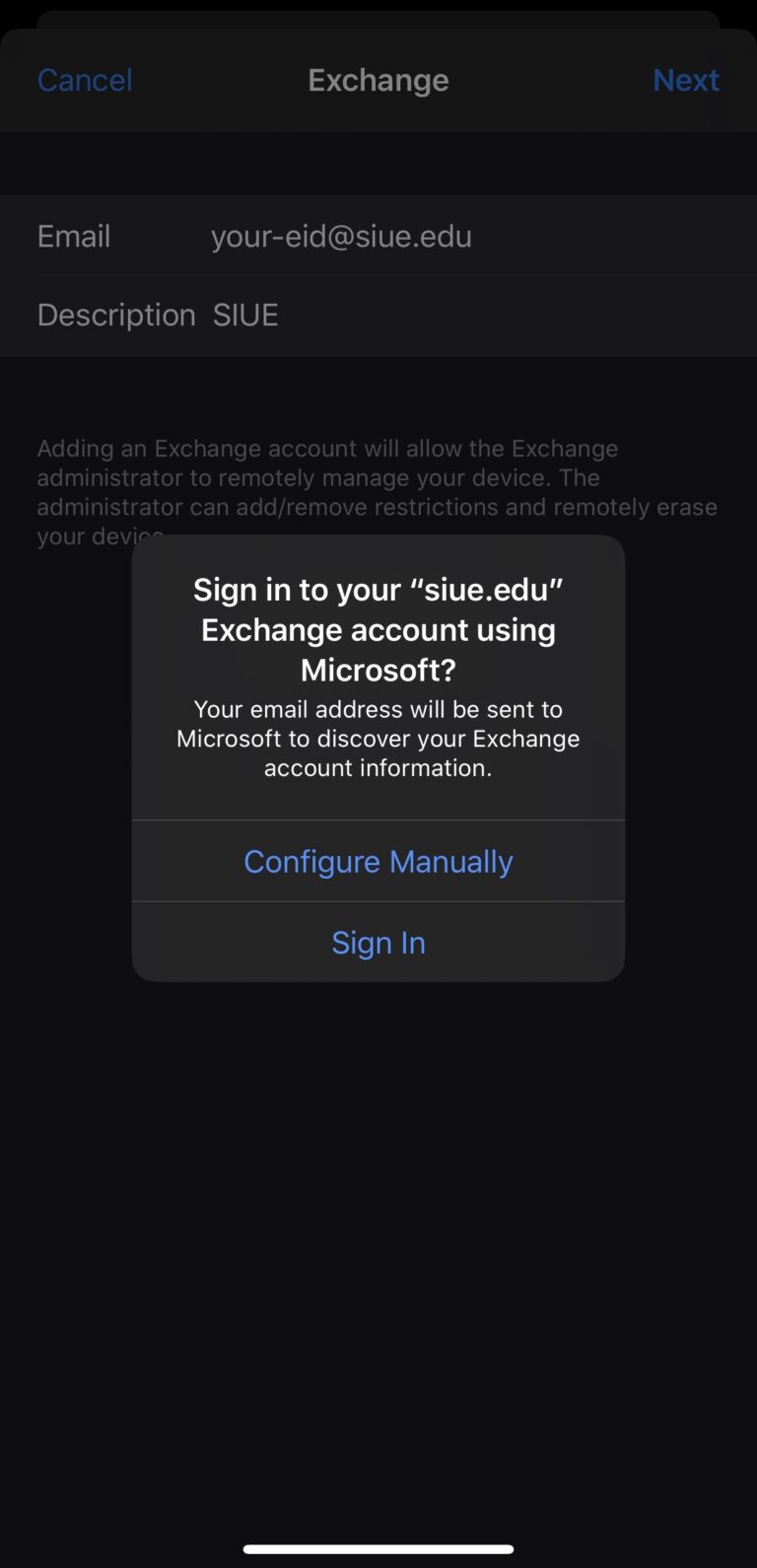 How To Adding Your SIUE Email Account To Your IPhone