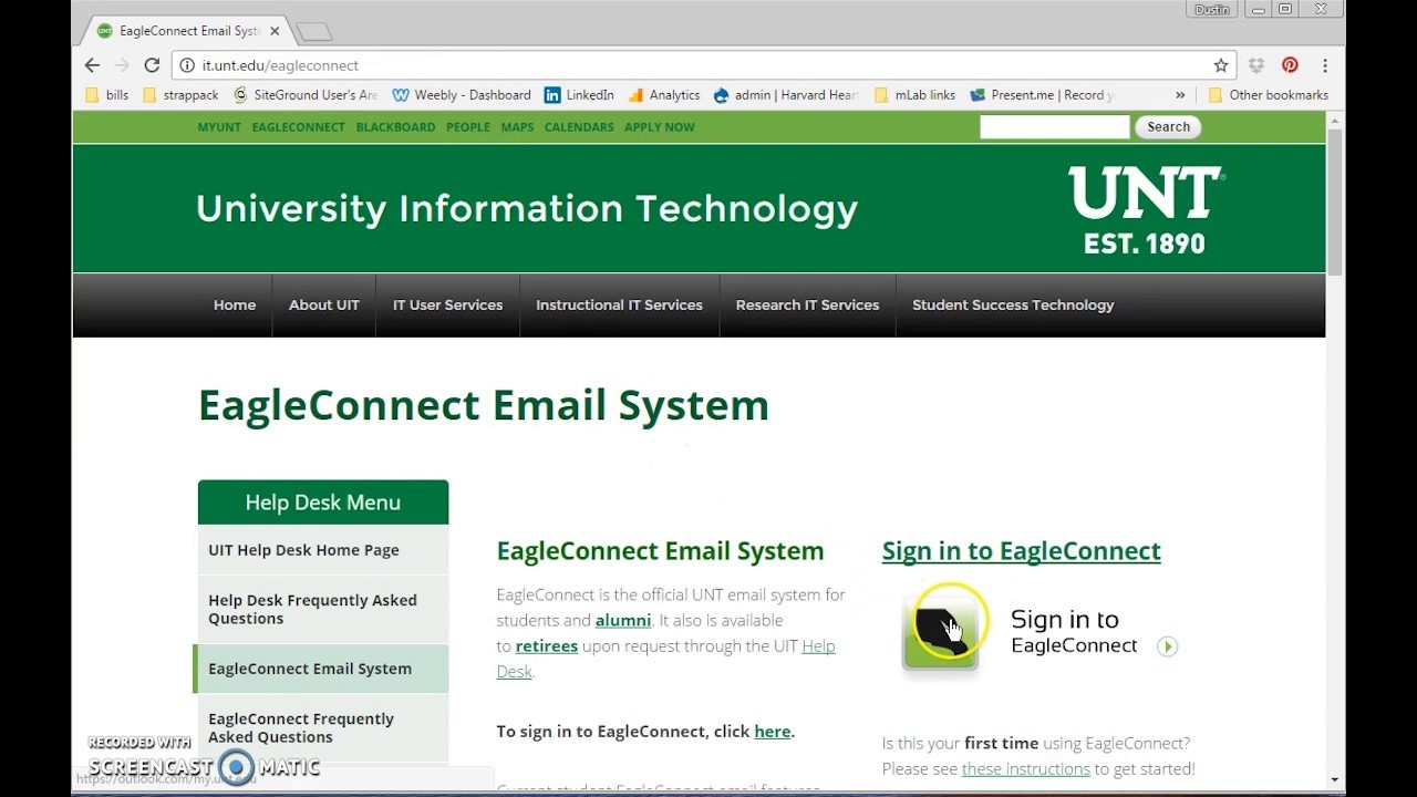 login unt email