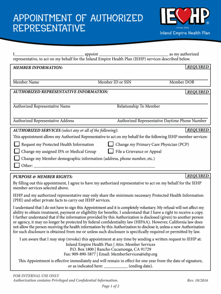 Iehp Authorization Form Fill Out Sign Online DocHub