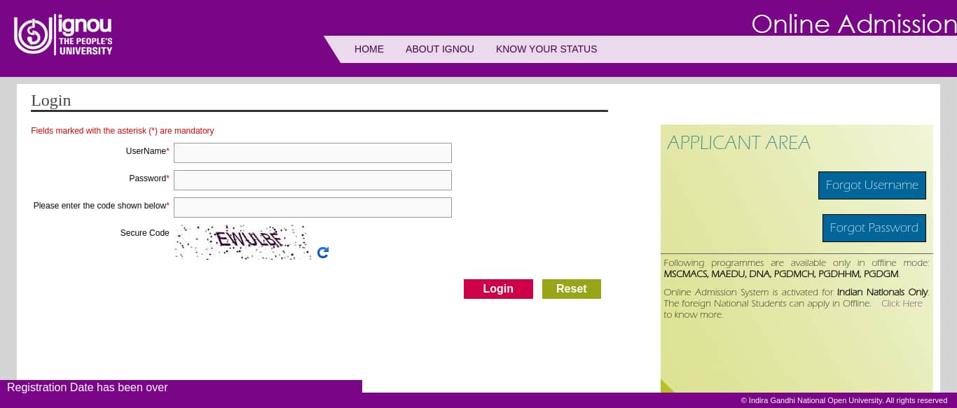 ignou student login