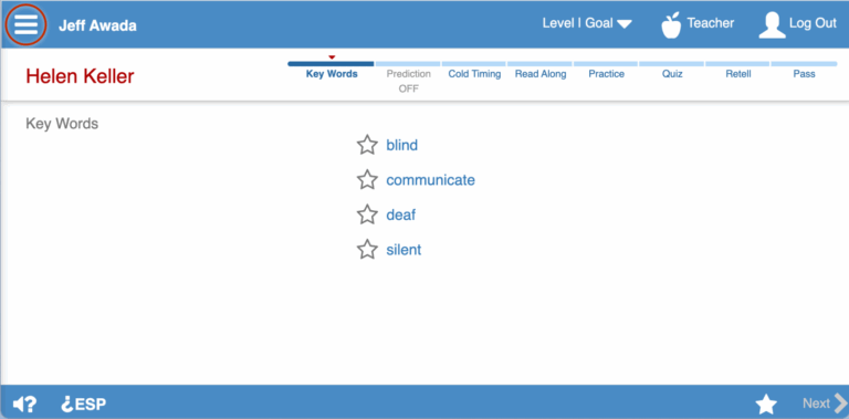 Knowledgebase Read Live 2 19 0 0 Including Student Navigation Menu Read Naturally Inc