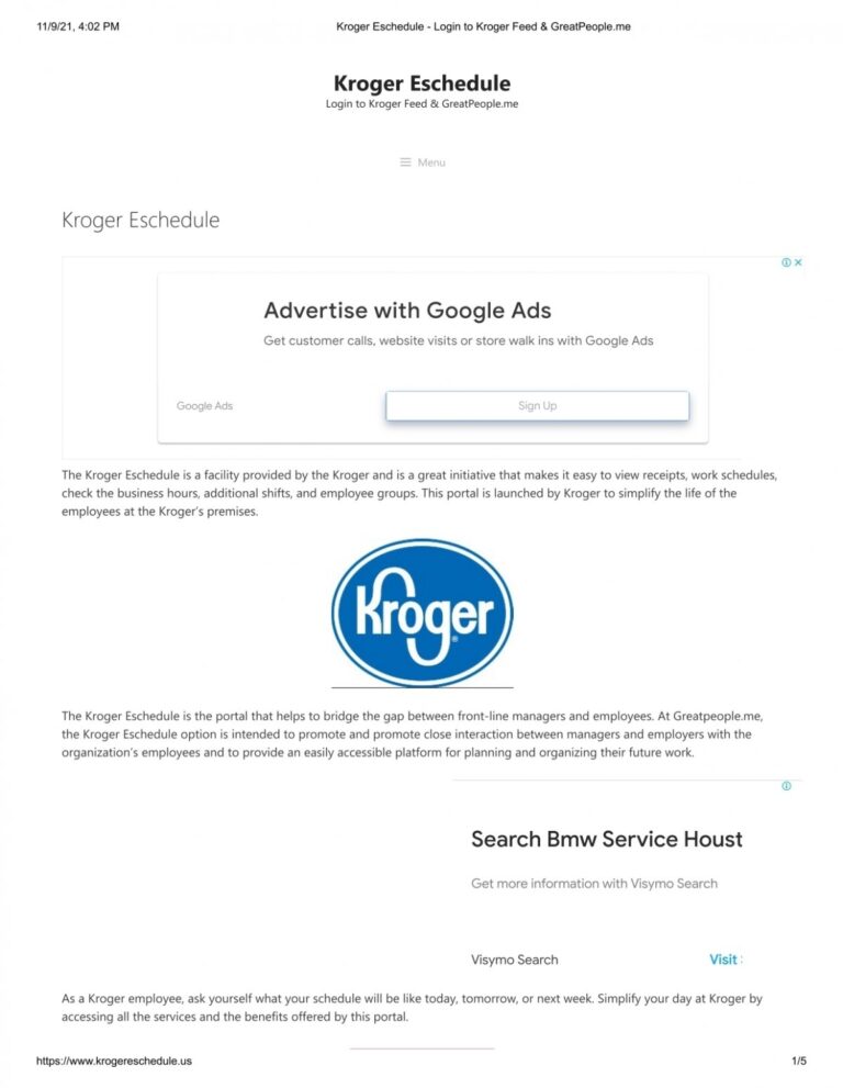 Kroger Eschedule Login To Kroger Feed amp GreatPeople me