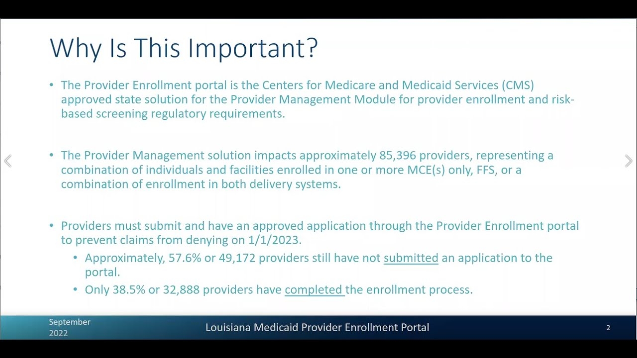 LA Medicaid Provider Enrollment Portal Provider Engagement September 2022 YouTube