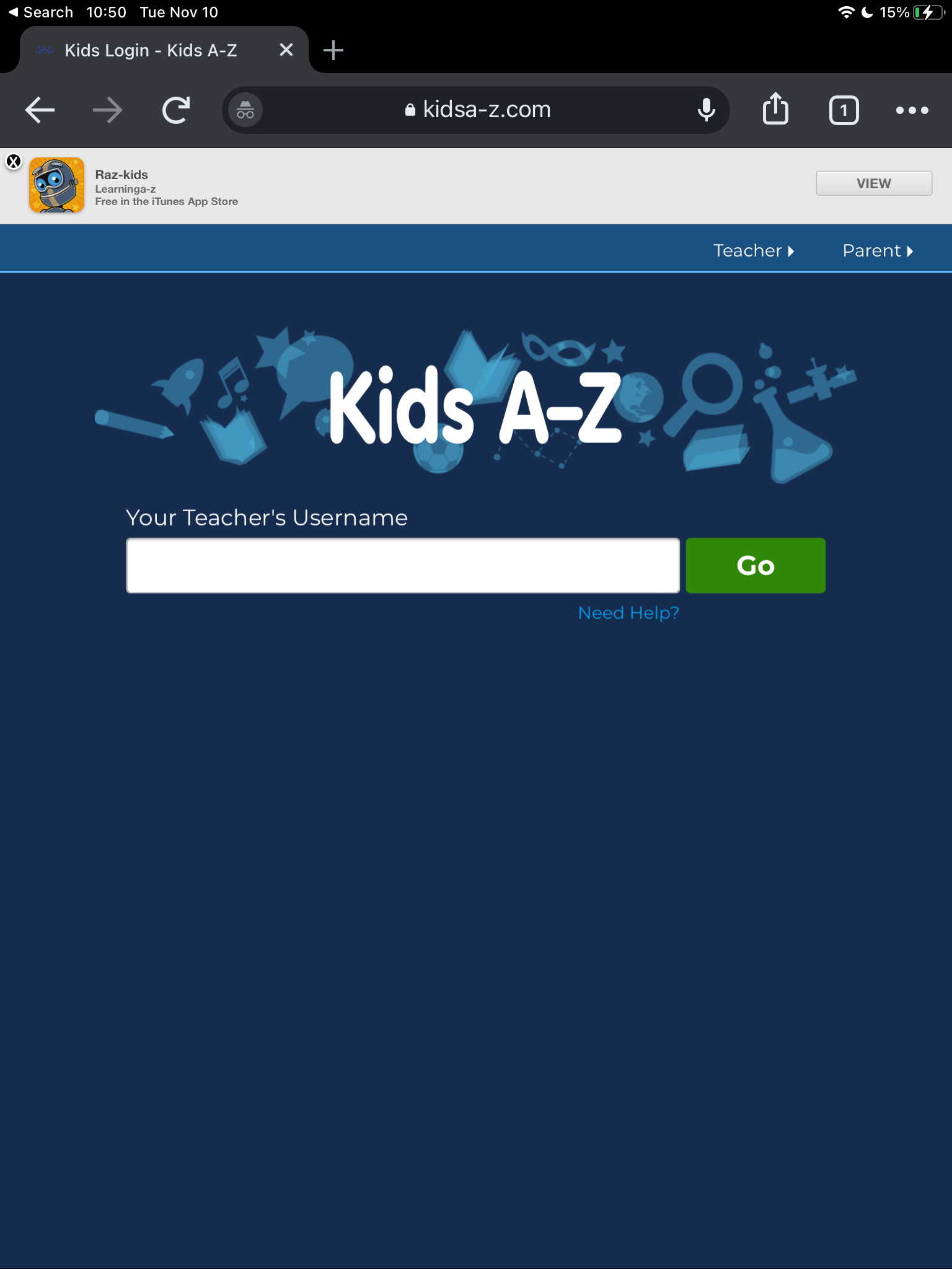 kidsa-z student login