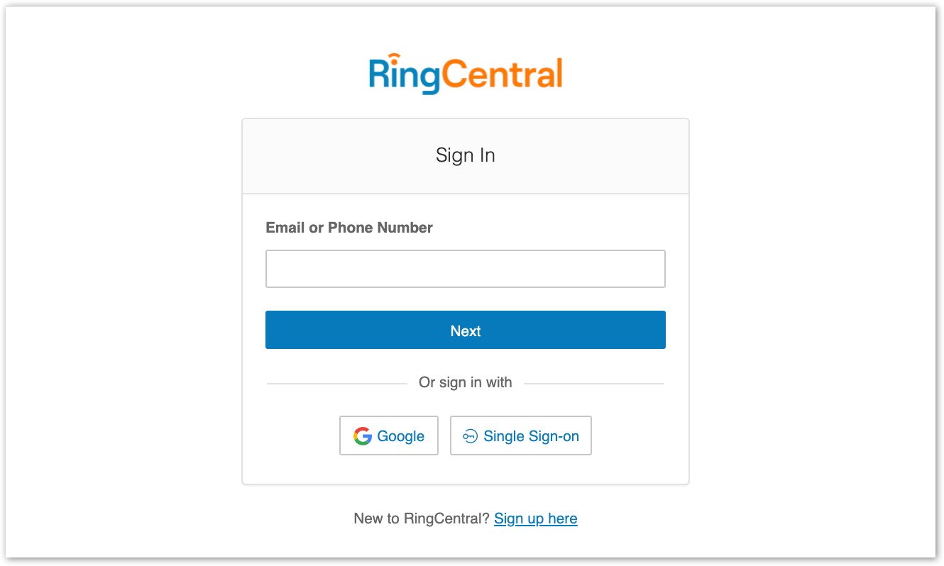 ringcentral admin portal login