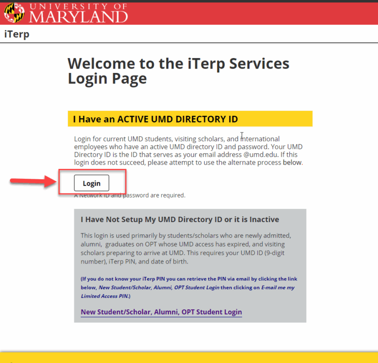 Logging Into ITerp Maryland Global