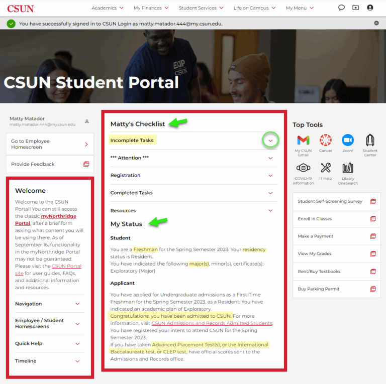 My Admissions Checklist California State University Northridge
