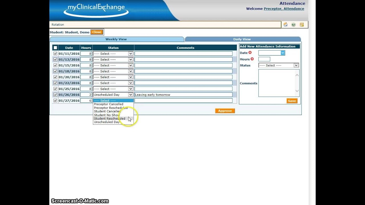 MyClinicalExchange Preceptor Tracking Attendance YouTube