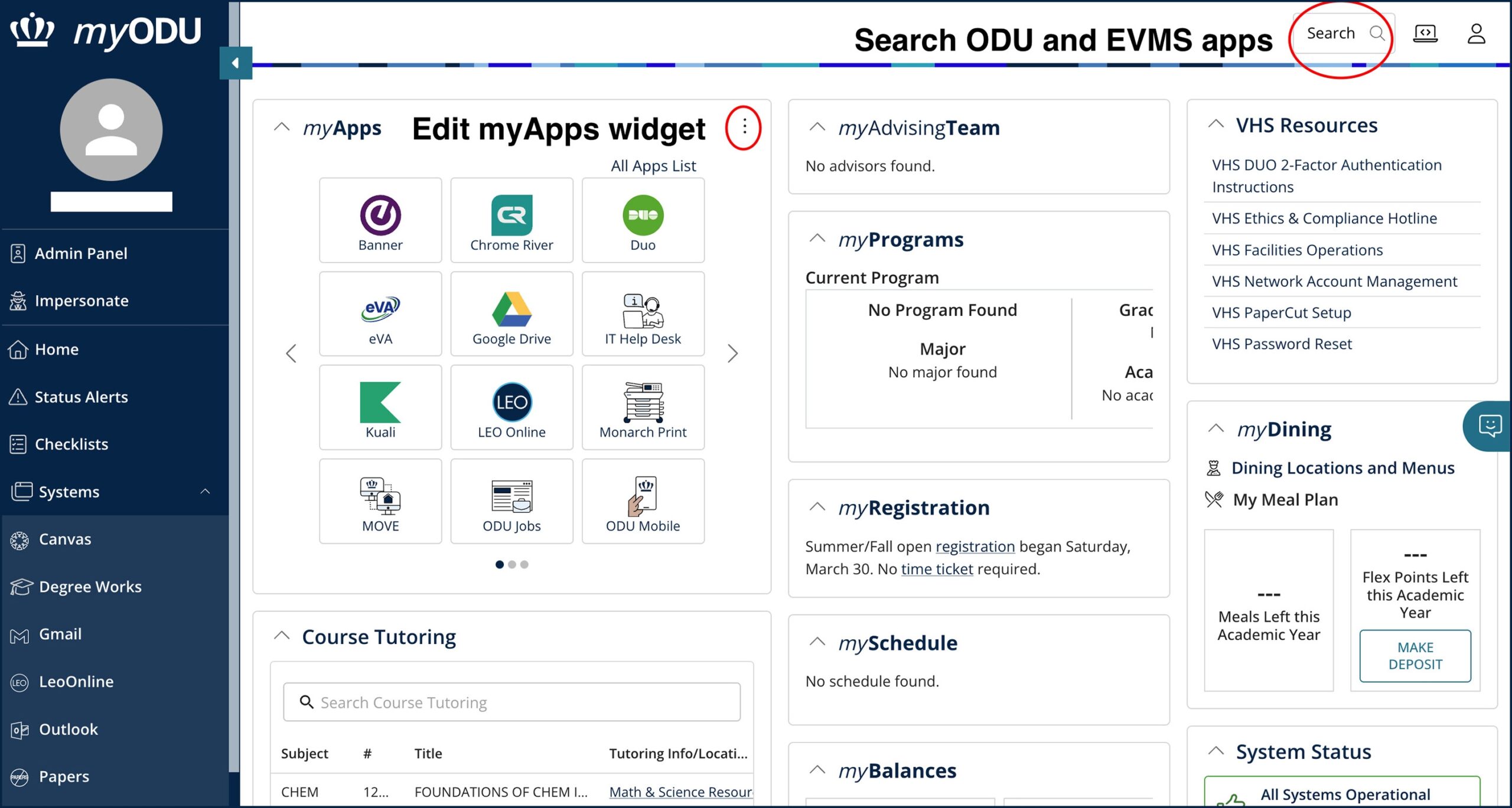 odu portal login