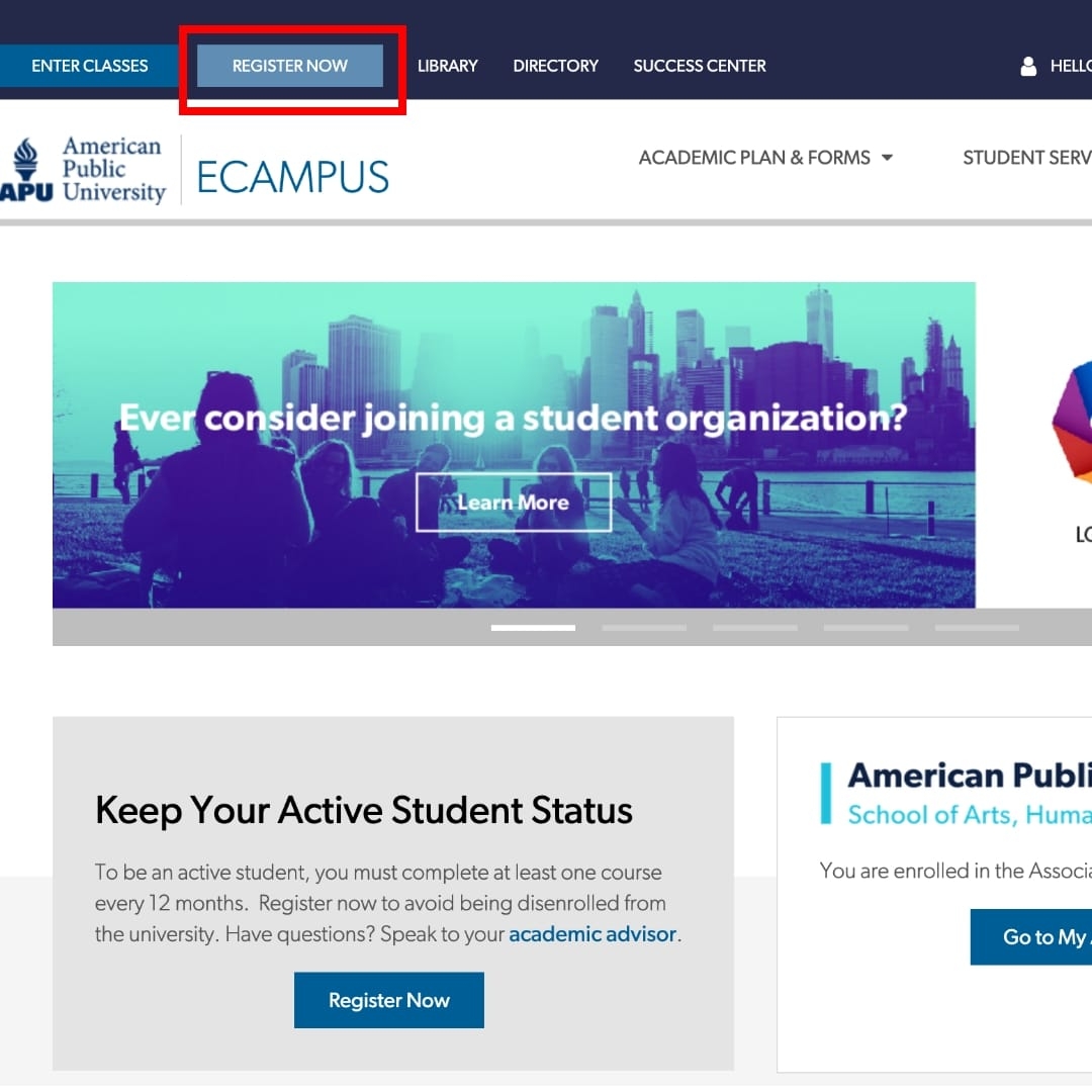 american public university login student