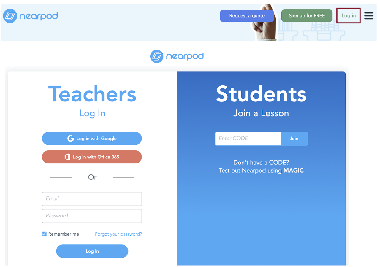 nearpod login for students