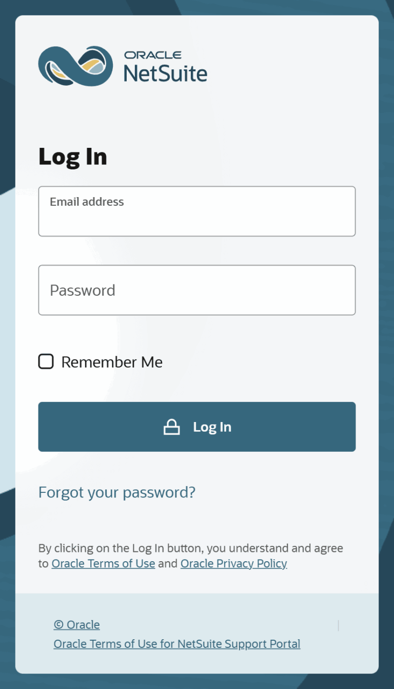NetSuite Applications Suite SCM Mobile Login Page