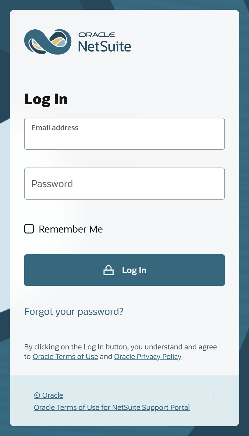 NetSuite Applications Suite SCM Mobile Login Page