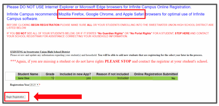 Online Registration OLR Southwest Middle School