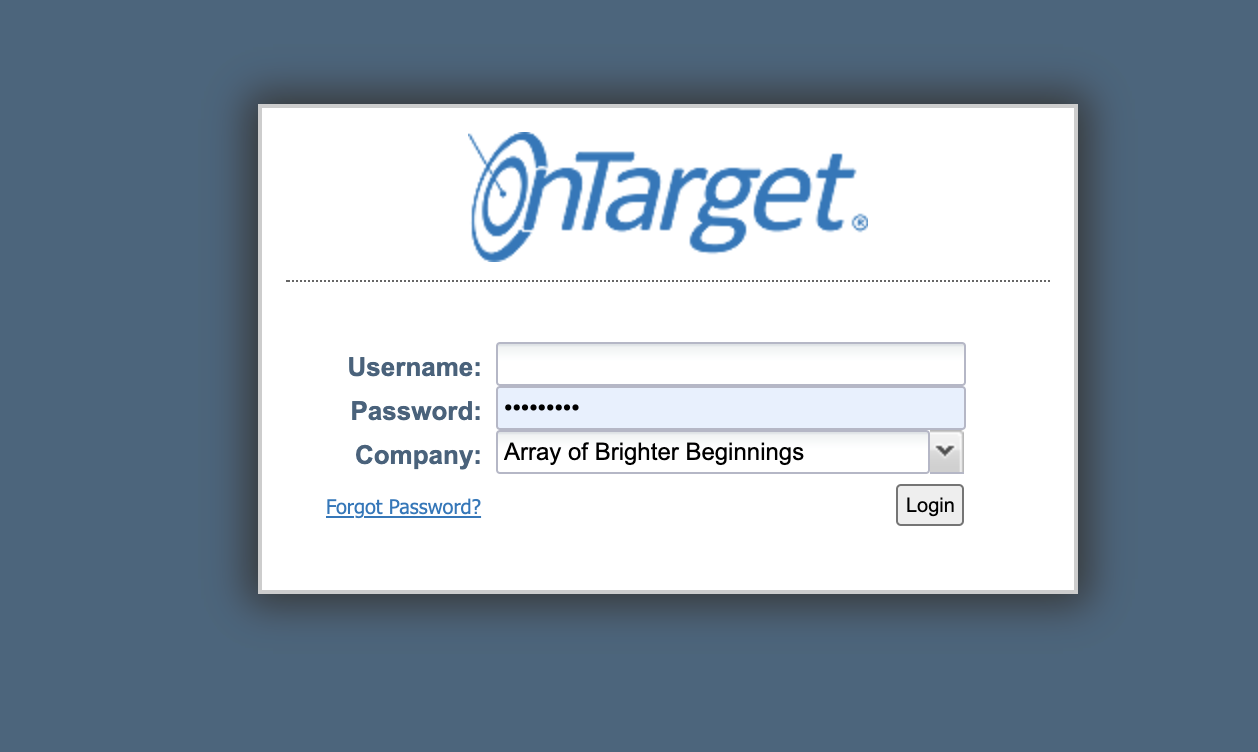 OnTarget And EVV Login Array Of Brighter Beginnings Inc 