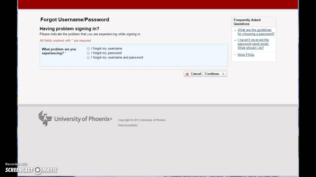 phoenix student login