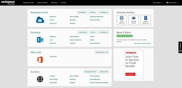 Rackspace Email Control Panel Overview