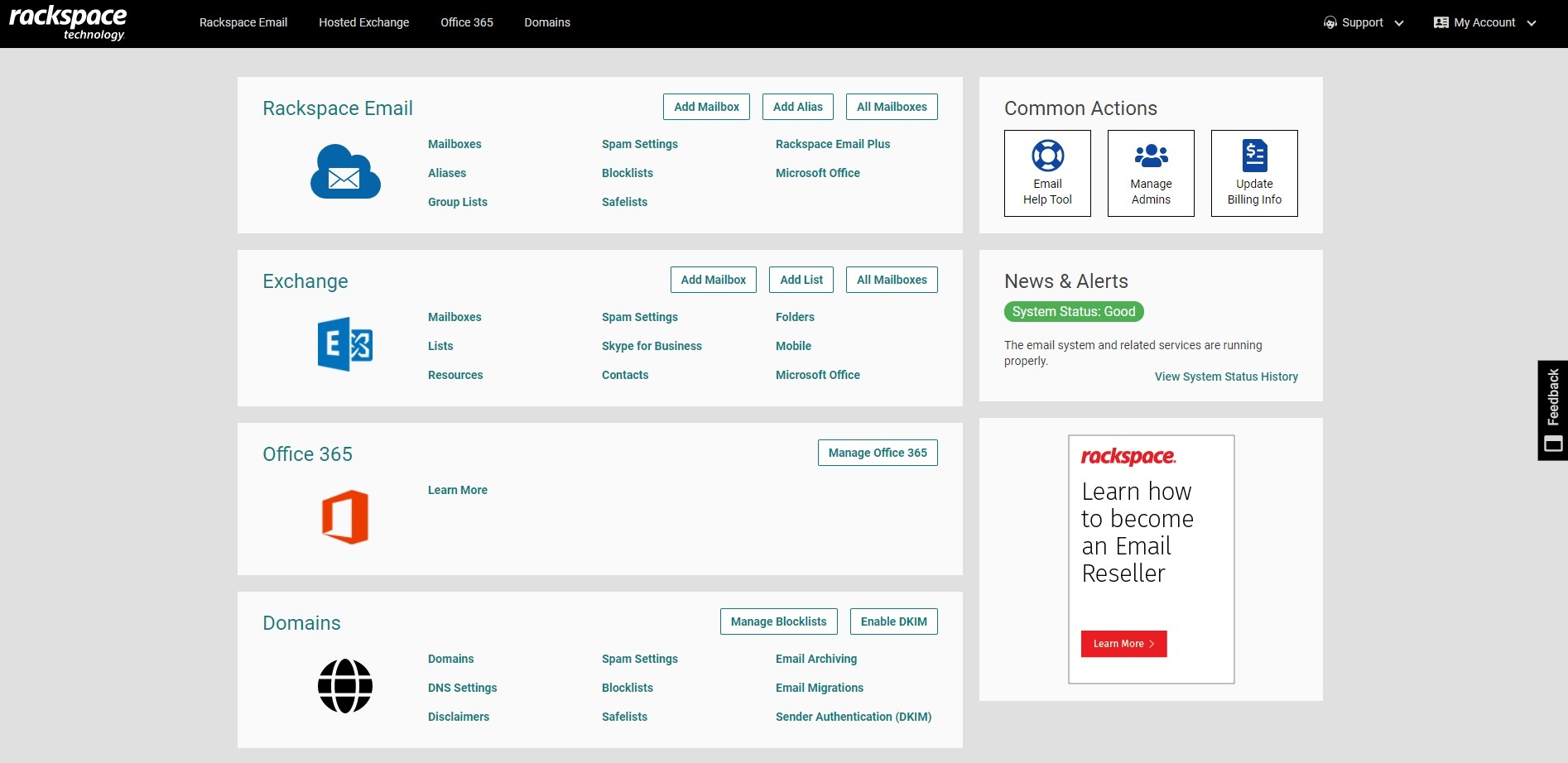 Rackspace Email Control Panel Overview