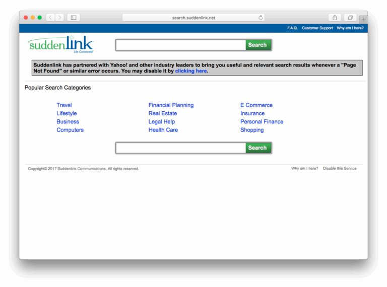 Redirection Why Do Searches Redirect To SuddenLink Instead Of My Default Browser Search Engine Can I Prevent This Super User