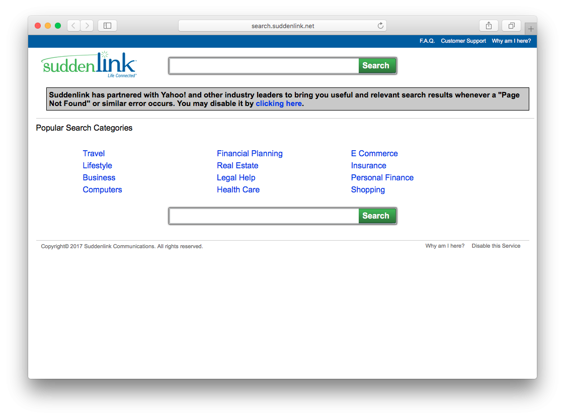 Redirection Why Do Searches Redirect To SuddenLink Instead Of My Default Browser Search Engine Can I Prevent This Super User