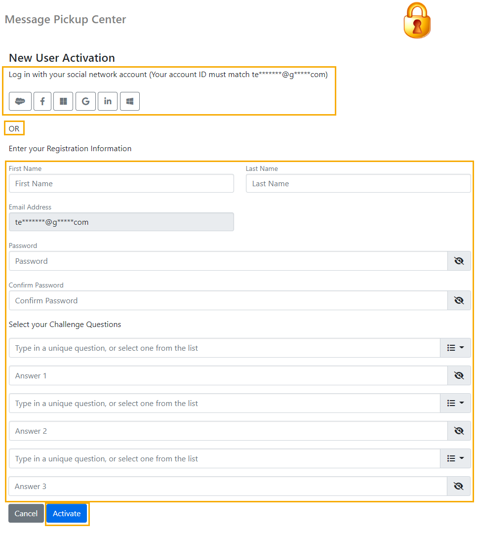 Registration And Login To The Message Pickup Center