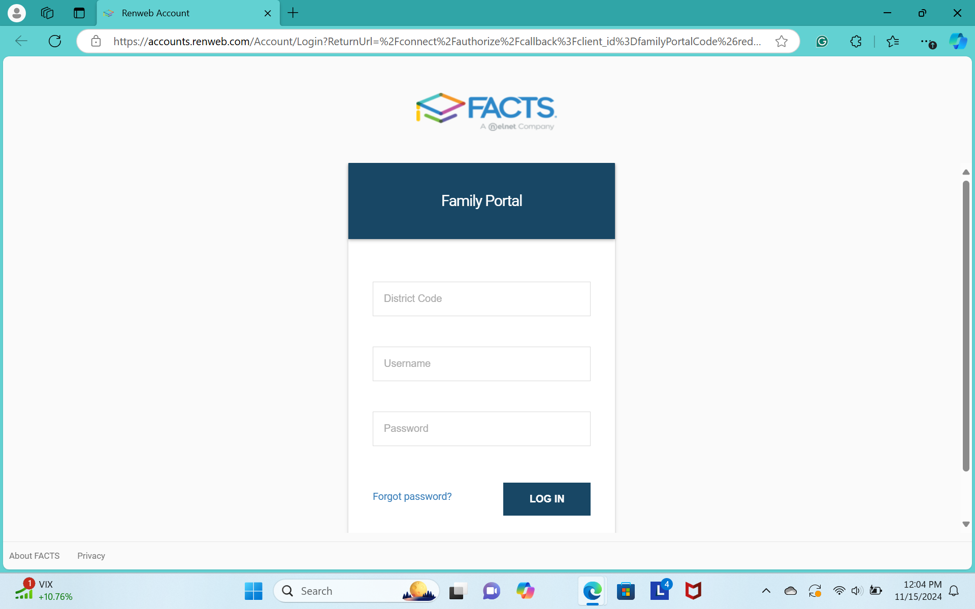 renweb family portal login
