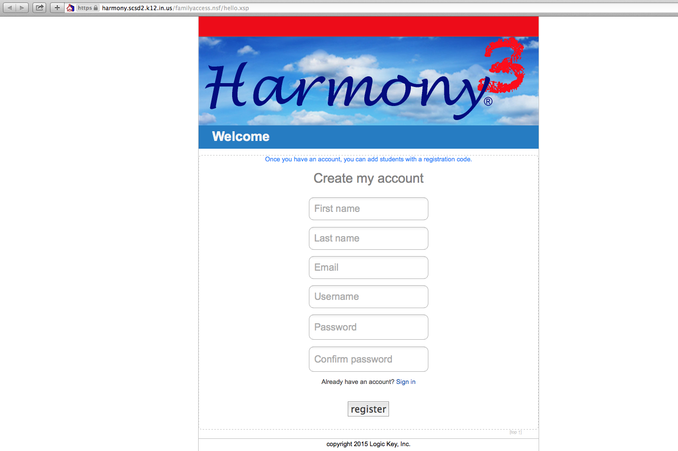 Scottsburg High School Harmony Family Access