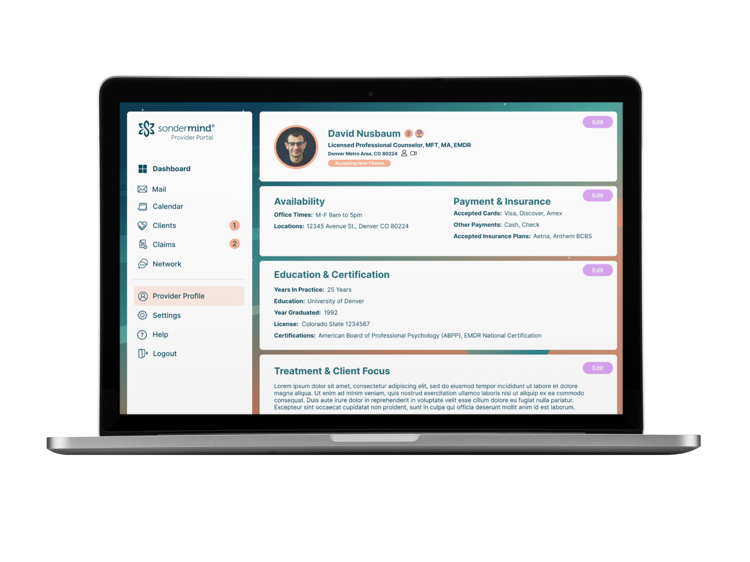 sondermind provider login