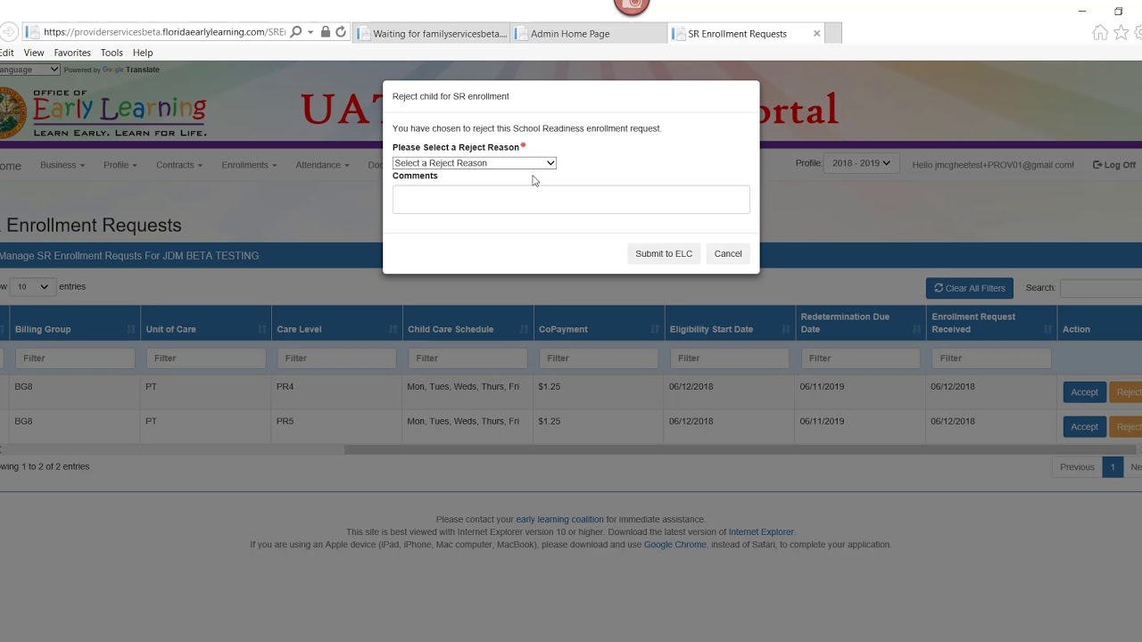 elc provider portal login