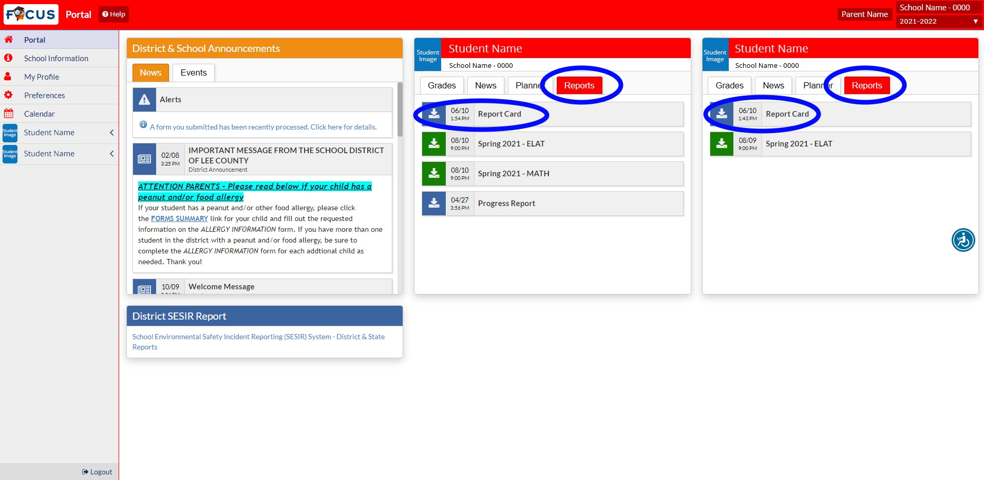 student login focus