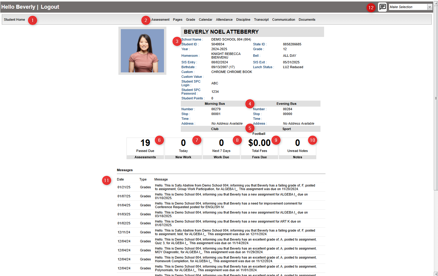 Student Home Page Student Progress Center