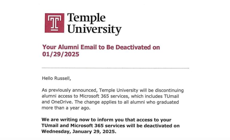 Temple Grad Sues The University For Discontinuing Alumni Email Access
