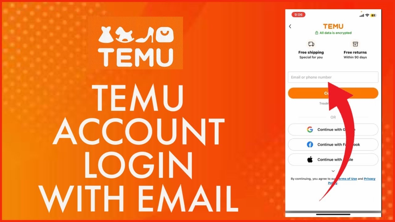 temu account login with email