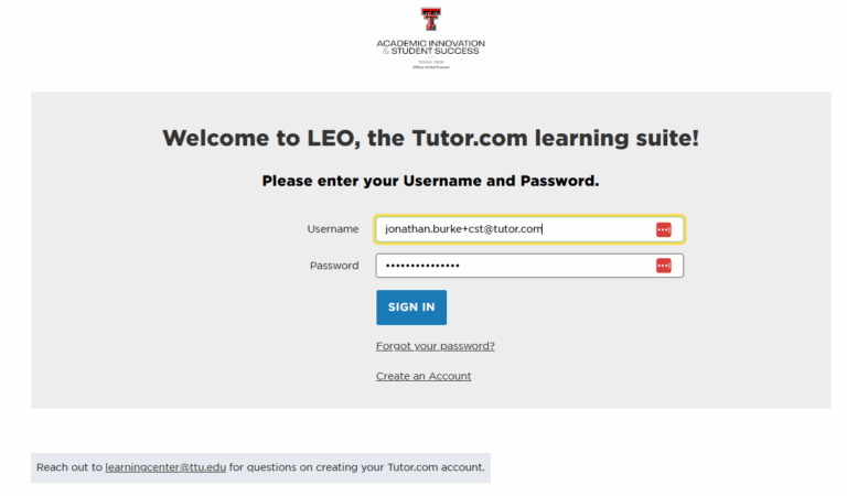 Tutor Com The Learning Center Academic Innovation Student Success Office Of The Provost TTU