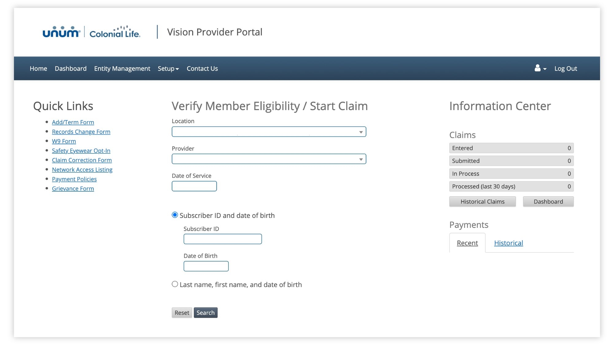 Vision Provider Portal