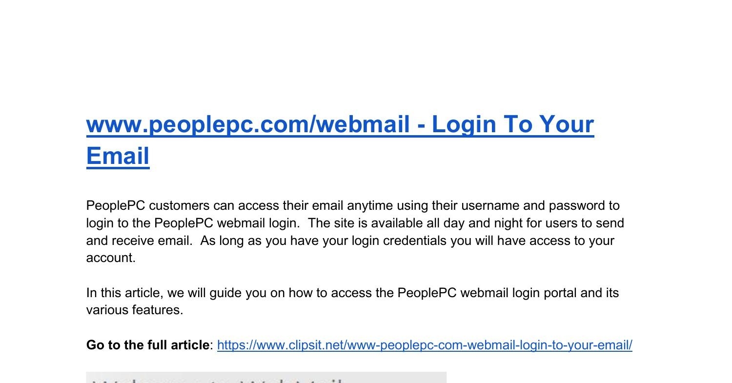 peoplepc email login