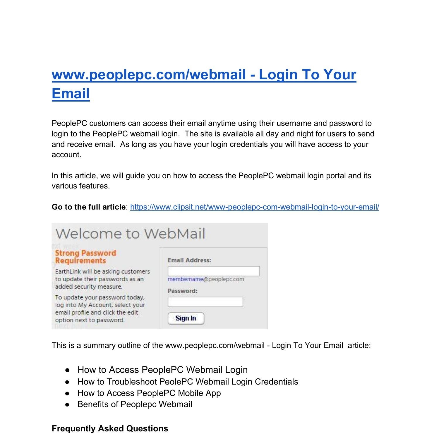 Www peoplepc webmail Login To Your Email docx DocDroid